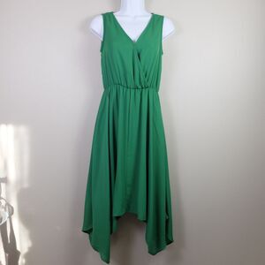 C'est Nous by Shoshanna Green V-Neck Handkerchief Hem Dress Size XS
